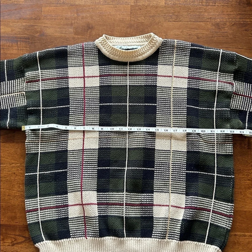 Wool & Gray men’s vintage crewneck cotton plaid knit sweater size large​​ - Picture 3 of 6